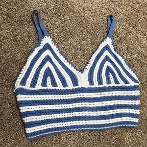 Hollister Blue and White Striped Knit Top
